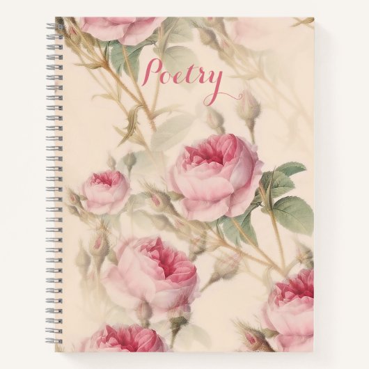 Elegant roze rozen poëzie notebook notitieboek (Voorkant)