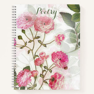 Elegant roze rozen poëzie notitieboek