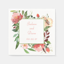 Elegant roze rozen Romantic Waterverf Border Servet