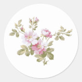 Elegant roze rozen ronde sticker (Voorkant)