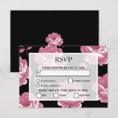 Elegant roze  Rozen RSVP Kaarten (Voorkant / Achterkant)