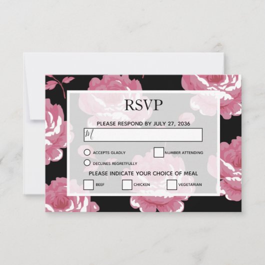 Elegant roze  Rozen RSVP Kaarten Kaartje (Voorkant)