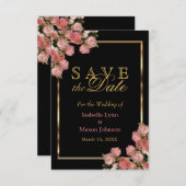 Elegant roze Rozen - sla de datum op Save The Date (Voorkant / Achterkant)