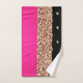 Elegant roze rozen stripes glitter Polka Dots Bad Handdoek (Handdoek)