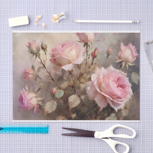 Elegant roze rozen tissuepapier (Craft)