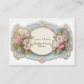 Elegant Roze Rozen  Victoriaans Bruiloft Visitekaartje (Voorkant)