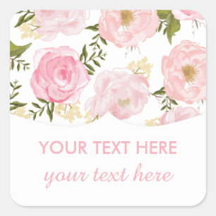 Elegant  roze rozen vierkante sticker