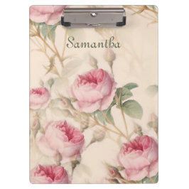 Elegant roze rozen voegen Jouw naam toe Klembord