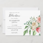 Elegant roze rozen Waterverf Baby Dedicatie Kaart (Voorkant)