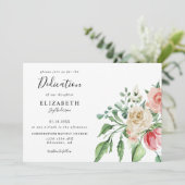 Elegant roze rozen Waterverf Baby Dedicatie Kaart (Staand voorkant)