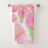 Elegant roze rozen Waterverf Floral Pattern | Bad Handdoek (Insitu)