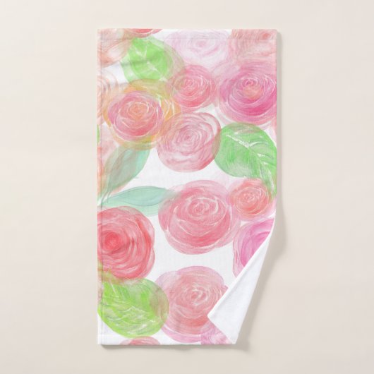 Elegant roze rozen Waterverf Floral Pattern | Bad Handdoek (Handdoek)