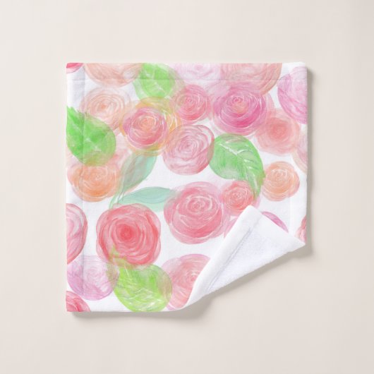 Elegant roze rozen Waterverf Floral Pattern | Bad Handdoek