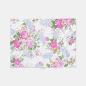 Elegant roze rozen Waterverf Floral Pattern | Fleece Deken (Voorkant (Horizontaal))