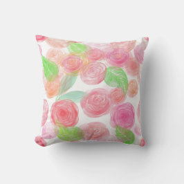 Elegant roze rozen Waterverf Floral Pattern | Kussen
