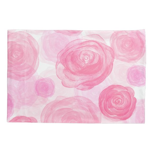 Elegant roze rozen Waterverf Floral Pattern | Kussensloop (Achterkant-Links)