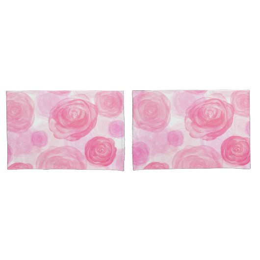 Elegant roze rozen Waterverf Floral Pattern | Kussensloop (Voorkant-Set)