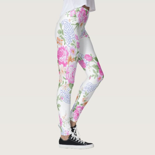 Elegant roze rozen Waterverf Floral Pattern | Leggings (Rechts)
