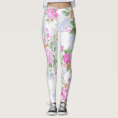 Elegant roze rozen Waterverf Floral Pattern | Leggings (Voorkant)