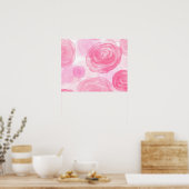 Elegant roze rozen Waterverf Floral Pattern | Poster (Keuken)