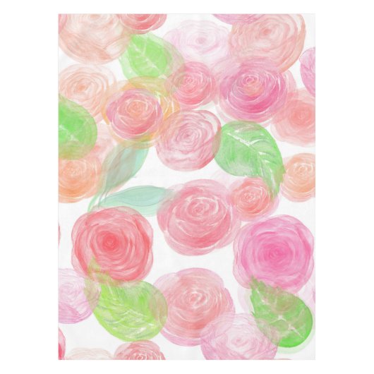 Elegant roze rozen Waterverf Floral Pattern | Tafelkleed (Voorkant)