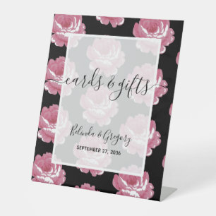 Elegant roze  Rozen Weddenschappen en cadeaus Reclamebord Met Voetstuk