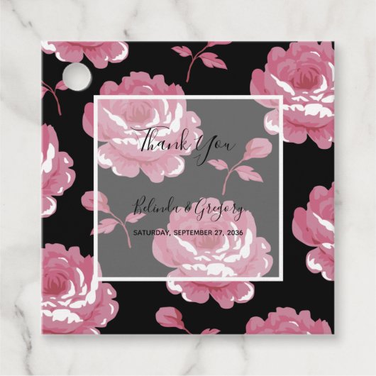 Elegant roze  Rozen Wedding Gift Bedankjes Labels (Voorkant)
