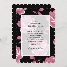 Elegant roze  Rozen Wedding Invitations Kaart