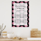 Elegant roze Rozen Wedding Seding Chart Poster (Keuken)