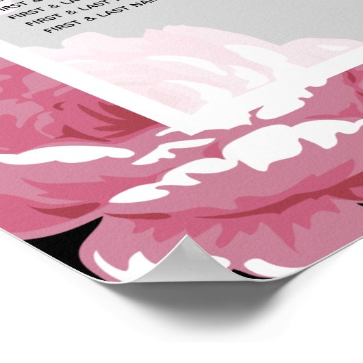 Elegant roze Rozen Wedding Seding Chart Poster (Hoek)