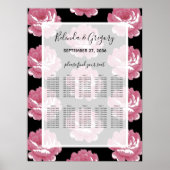 Elegant roze  Rozen Wedding Seding Chart Poster (Voorkant)