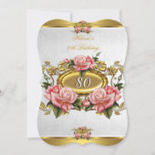 Elegant roze Rozen White 80th Birthday 2 Kaart (Voorkant)