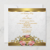 Elegant roze Rozen White 80th Birthday Party Kaart (Achterkant)