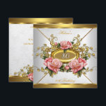 Elegant roze Rozen White 80th Birthday Party Kaart<br><div class="desc">80e verjaardag, Rozen Pink White Gold Birthday Party. Uitnodigingsbloemen, feestelijke uitnodigingen voor alle tijdperken.Deze ontwerpstijl is auteursrechtelijk beschermd © Inhoud en Design © 2000-2014 Zizzago™ (handelsmerk) en het is licentiegevers. Pas je aan met je eigen details en leeftijd. Sjabloon voor Sweet 16, 16th, Quinceanera 15th, 18th, 20th, 21th, 30th, 40th,...</div>