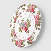 Elegant  roze rozen-witte achtergrond grote klok (Hoek)