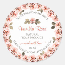 Elegant roze rozen witte etiketten met productverp