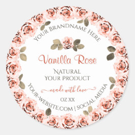 Elegant roze rozen witte etiketten met productverp