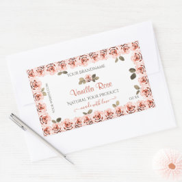 Elegant roze rozen witte etiketten met productverp