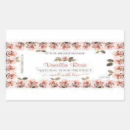 Elegant roze rozen witte etiketten met productverp