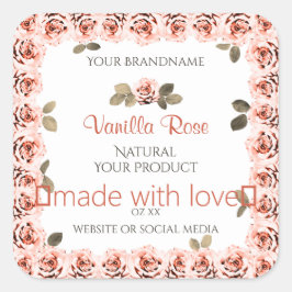 Elegant roze rozen witte etiketten met productverp