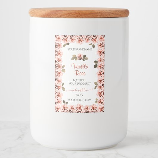 Elegant roze rozen witte etiketten met productverp (Voorkant)