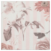 Elegant roze Rozen Witte strepen Stof (Close Up)