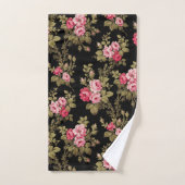 Elegant roze rozen-zwarte achtergrond bad handdoek (Handdoek)