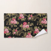 Elegant roze rozen-zwarte achtergrond bad handdoek (Handdoek)