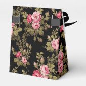 Elegant  roze rozen-zwarte achtergrond bedankdoosjes (Achterkant)