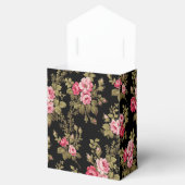 Elegant  roze rozen-zwarte achtergrond bedankdoosjes (Geopend)