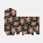 Elegant  roze rozen-zwarte achtergrond bedankdoosjes (Uitgevouwen)