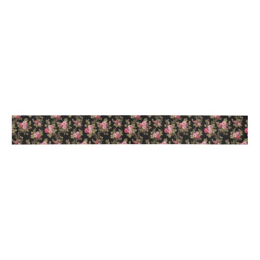 Elegant  roze rozen-zwarte achtergrond grosgrain lint (Voorkant)