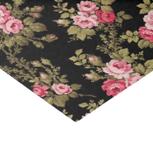 Elegant  roze rozen-zwarte achtergrond tissuepapier