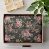 Elegant roze rozen-zwarte achtergrond tissuepapier (Geschenk)